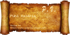 Puhl Valéria névjegykártya